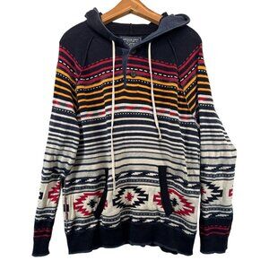 American Eagle Mens Hoodie Sweater Sz L Aztec Southwestern Cotton Boho Festival